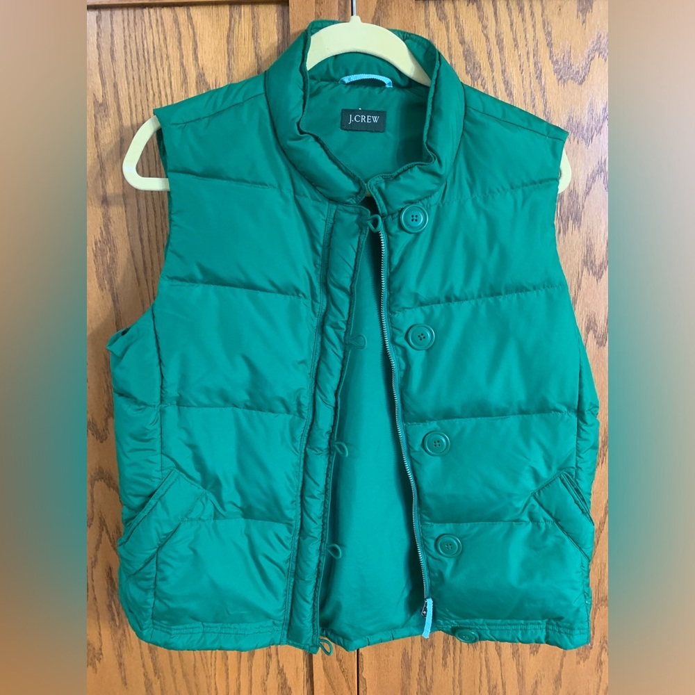 J Crew Large Down green vest